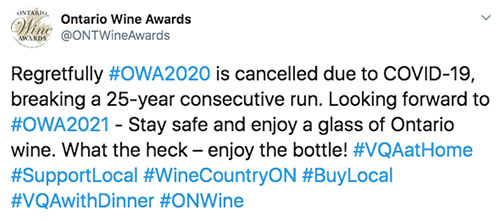 2020 Ontario Wine Awards cancelled