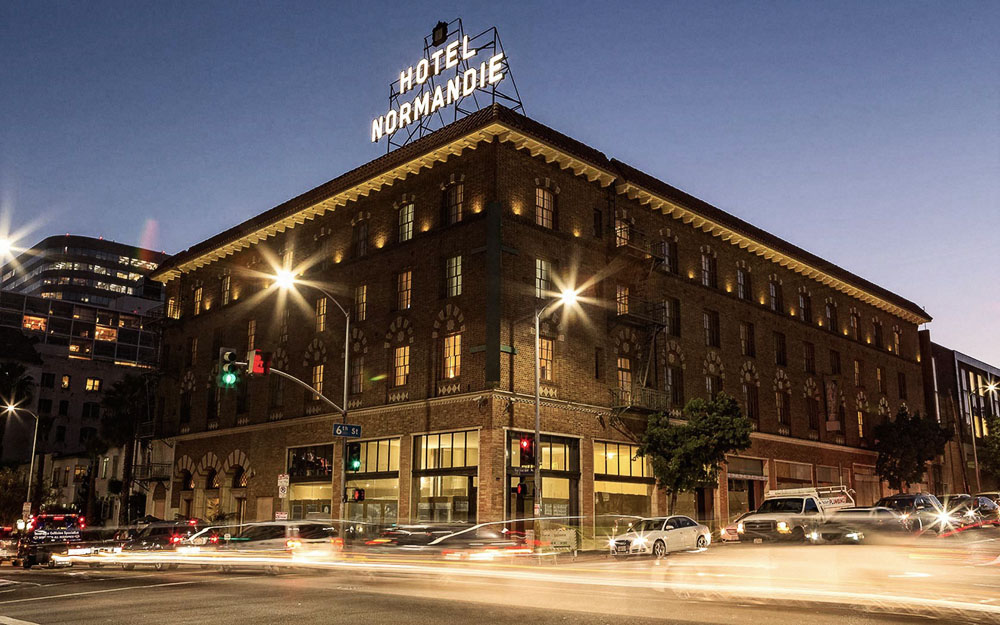 Southern California - Hotel Normandie Exterior lit up